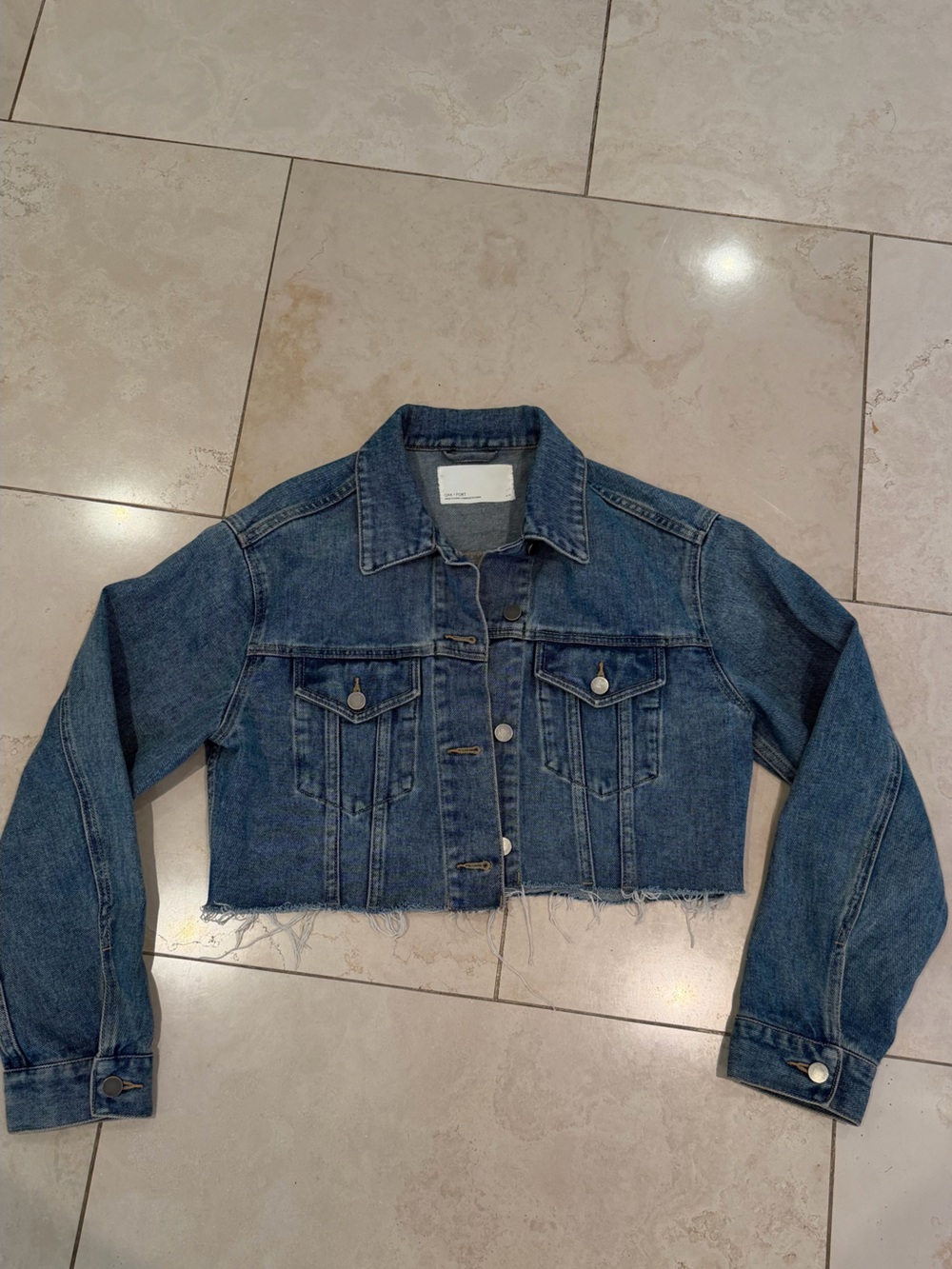 Oak + Fort Women’s Cropped Blue Denim Jacket